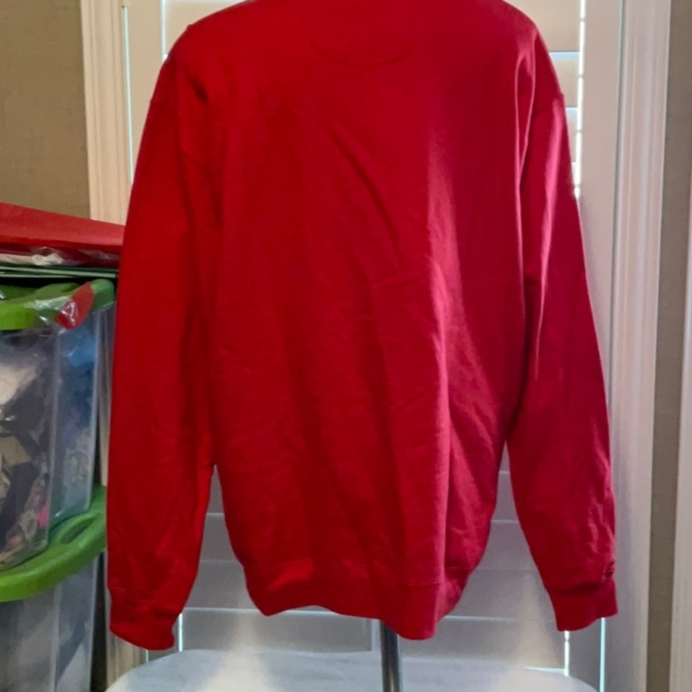 Port and Company Red Sweater with Green Holiday Design - Picture 4 of 8